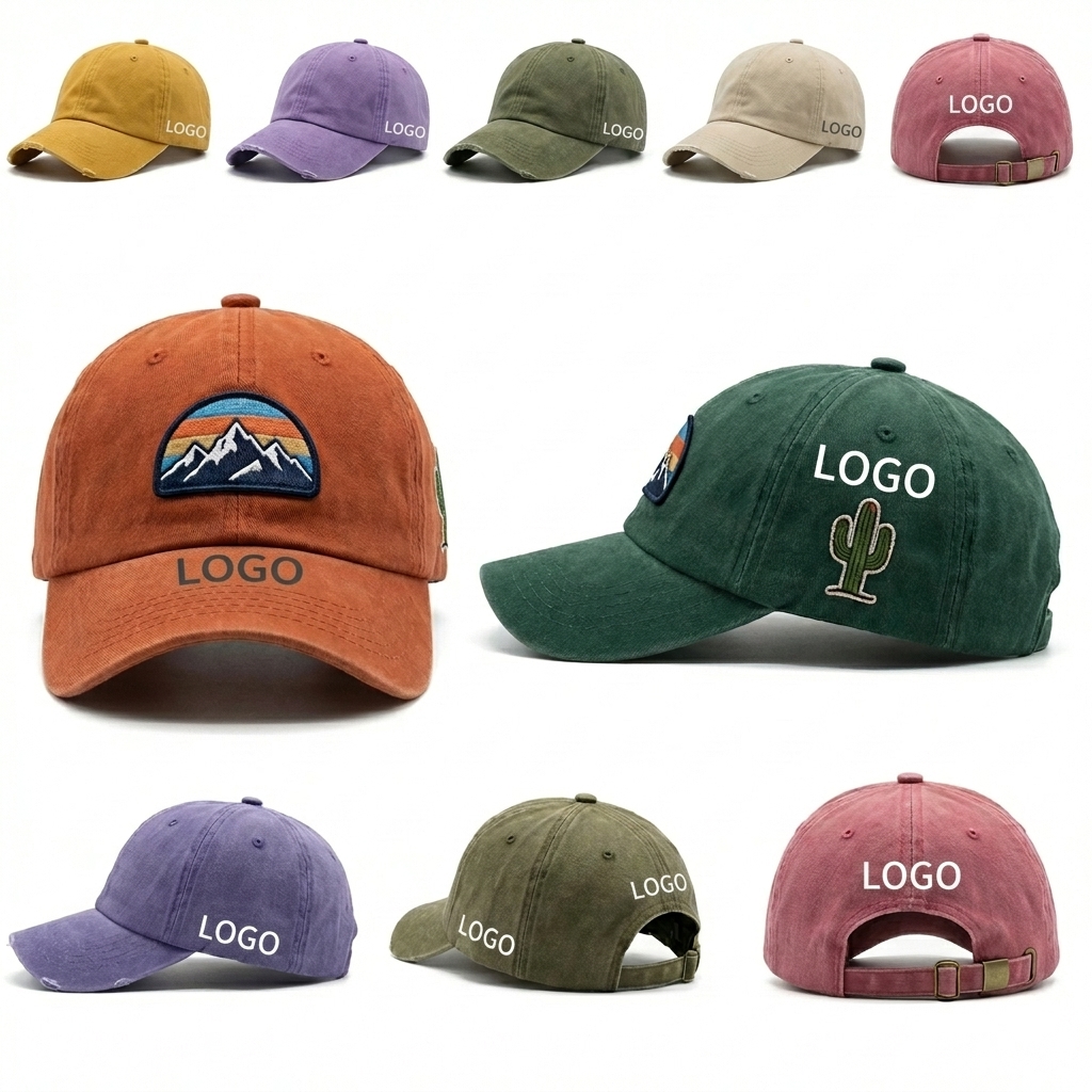 Embroidered Desert Landscape Cotton Baseball Caps
