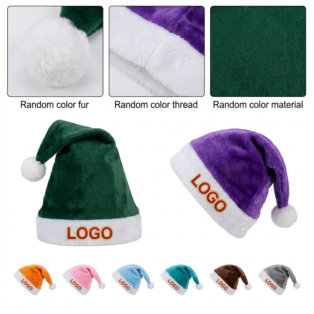 Multicolor Festive Santa Hat Assortment - Soft Lined Holiday Caps
