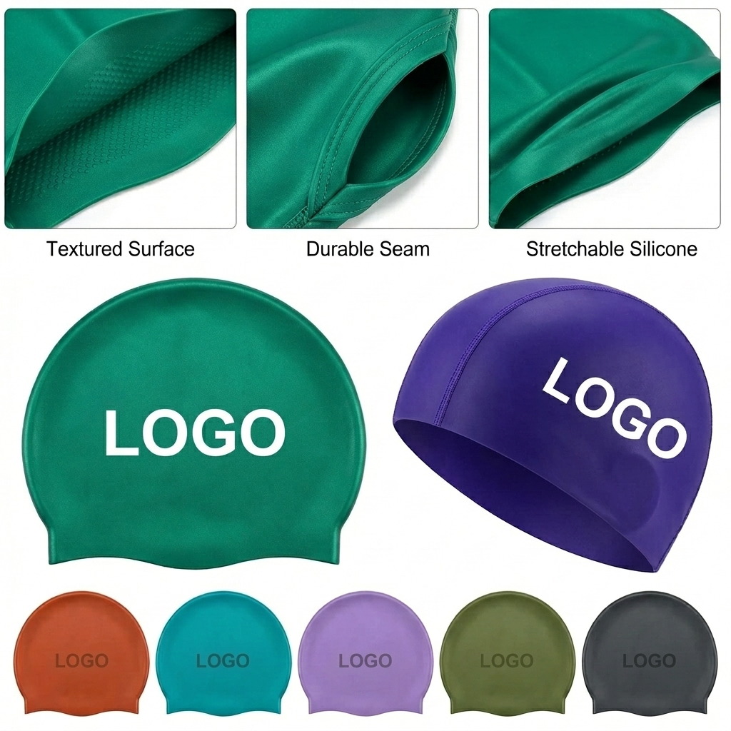 Customizable Silicone Swimming Cap with Dot Grip Lining - Durable & Snug Fit Water Barrier