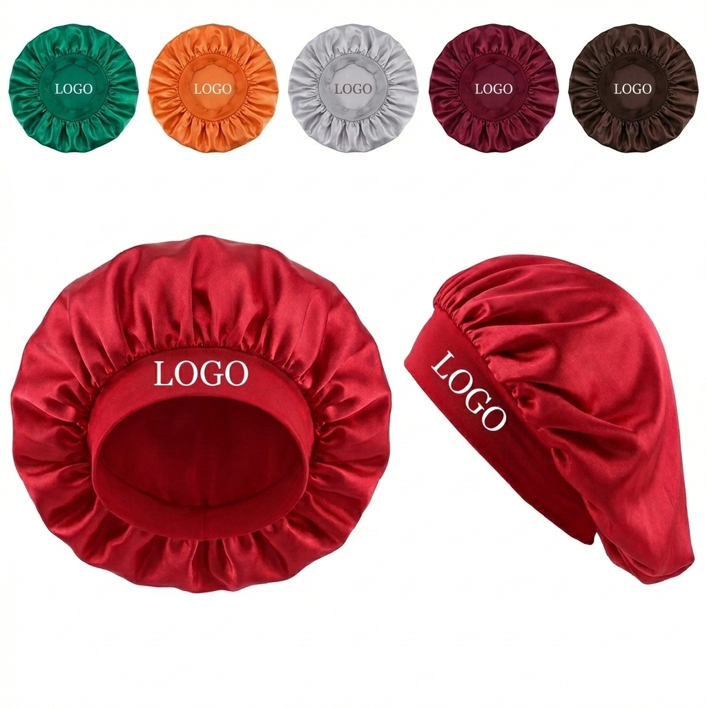 Satin Sleep Bonnet for Hair Protection with Wide Elastic Band