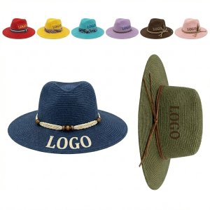 Colorful Summer Straw Hat with Decorative Accents