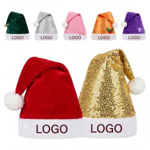 Assorted Festive Santa Hats with Decorative Accents