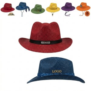 Customizable Woven Straw Sun Hat with Personalized Patch Design