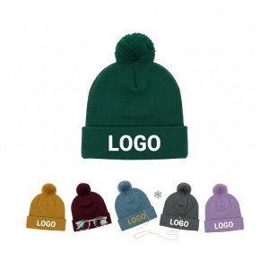 Custom Winter Pom-Pom Beanie with Free Logo Design