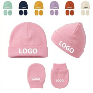 Two-Layer Cotton Baby Hat & Scratch-Resistant Mitten Set