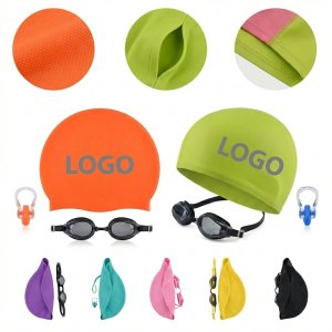 Multi-Color Silicone Swim Cap and Goggle Set